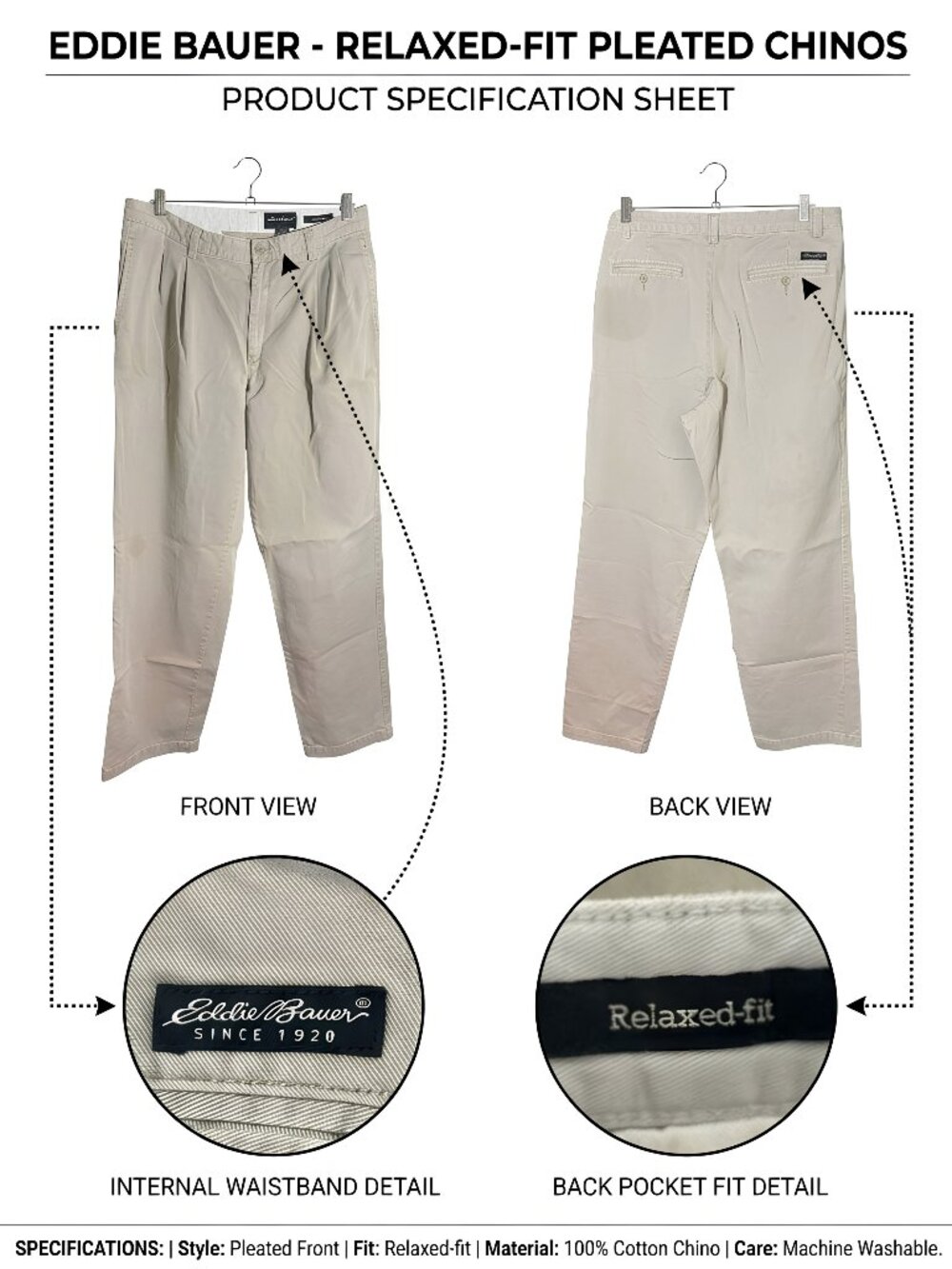 EDDIE BAUER - RELAXED-FIT PLEATED CHINOS